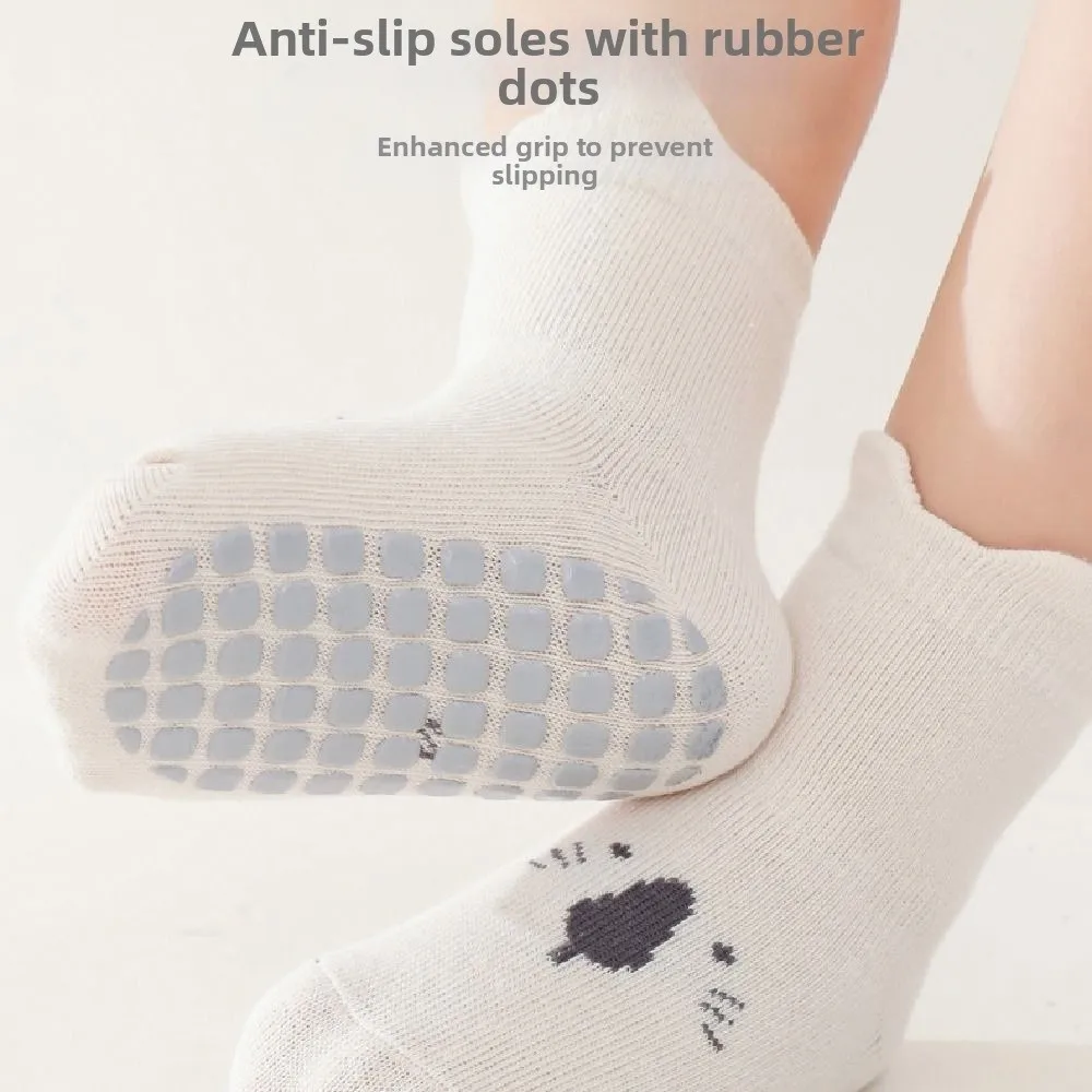 5 أزواج الترامبولين الجوارب عدم الانزلاق الطفل جوارب يمكن السير بها على الأرض لينة تنفس طفل خطوة الجوارب موضة لطيف الاطفال الكرتون الجوارب الأطفال