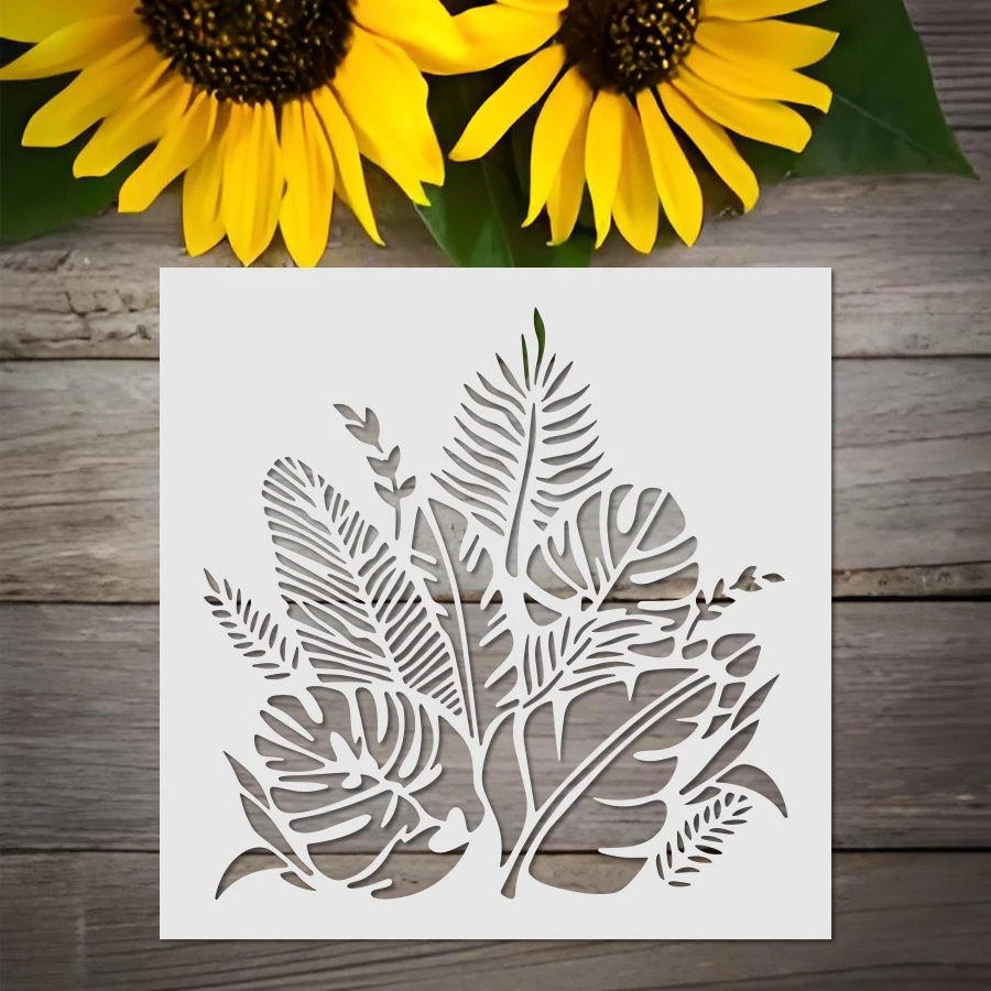 1 unidade de Estêncil de Folha Tropical 11.8x11.8 polegadas, Modelo de Folha de Monstera para Pintura DIY, Arte de Parede, Decoração de Móveis, Desenho Reutilizável