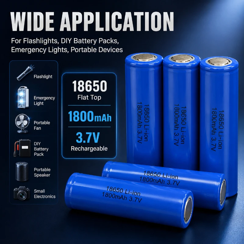 

18650 Battery High Quality 1800MAH A Product 3.7V Rechargeable Flat Head Battery Emergency Light Long Range Battery