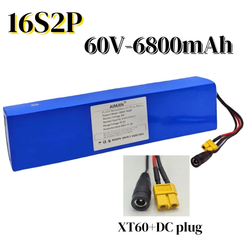 100% brand new 16S2P 60V 6800mAh rechargeable lithium battery with BMS, suitable for 60V Scooter etc for transportation tools