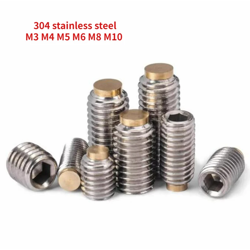 

20/50 шт. M3 M4 M5 M6 M8 M10 304 медная машина из нержавеющей стали латунный винт с приподнятым концом плунжерный винт для рисового буфера