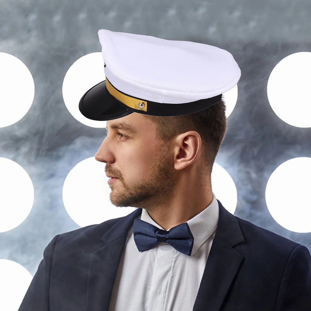 2 szt. Kapelusz marynarski z regulacją dla dorosłych, kapelusz kapitana jachtu, kostium, akcesorium na imprezę na łodzi dla mężczyzn i kobiet, biały czarny