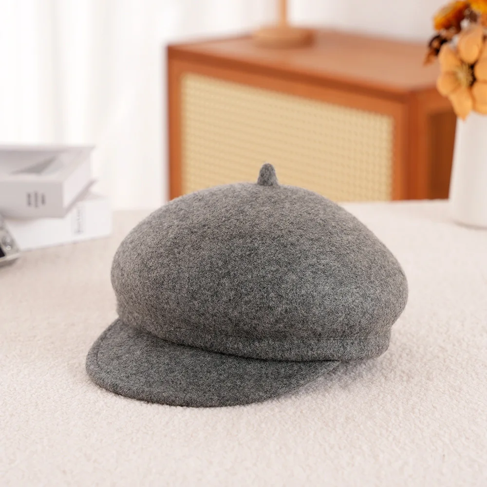 

Женский шерстяной берет с длинными изогнутыми полями | Минималистская шляпа художника | Осень Зима Повседневный Открытый