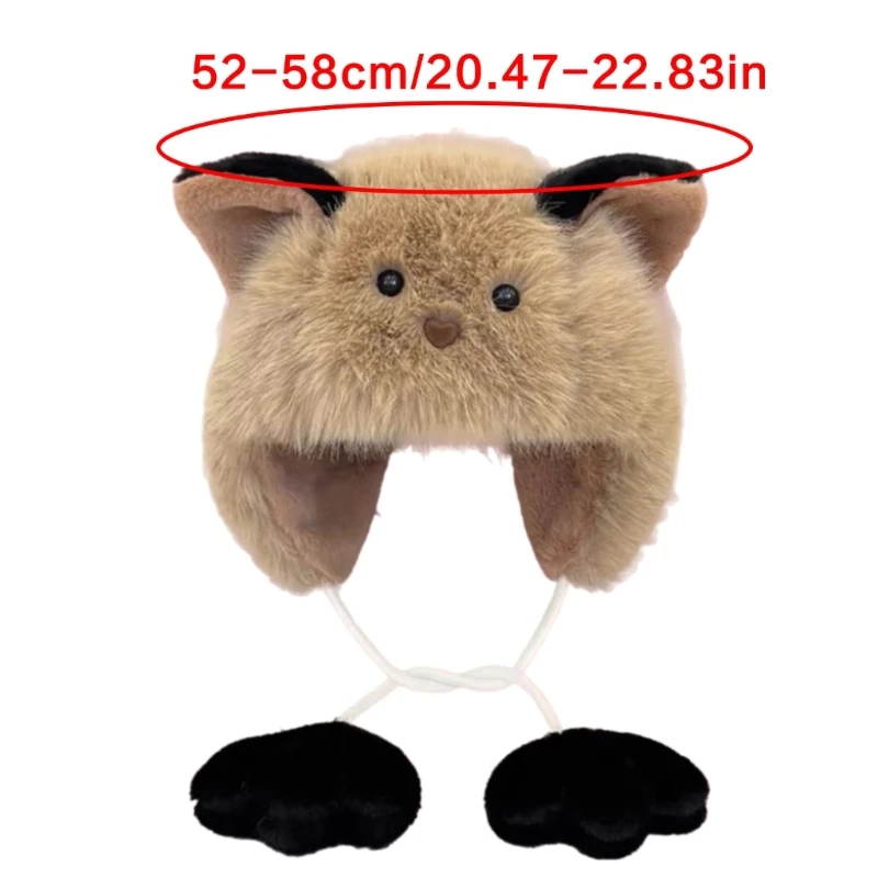 MXMB Versatiles Cats Hat Playfulness Ear Warmer Hat Ladies Plush Cats Ear Pattern Hat Versatiles Fashion Accessory