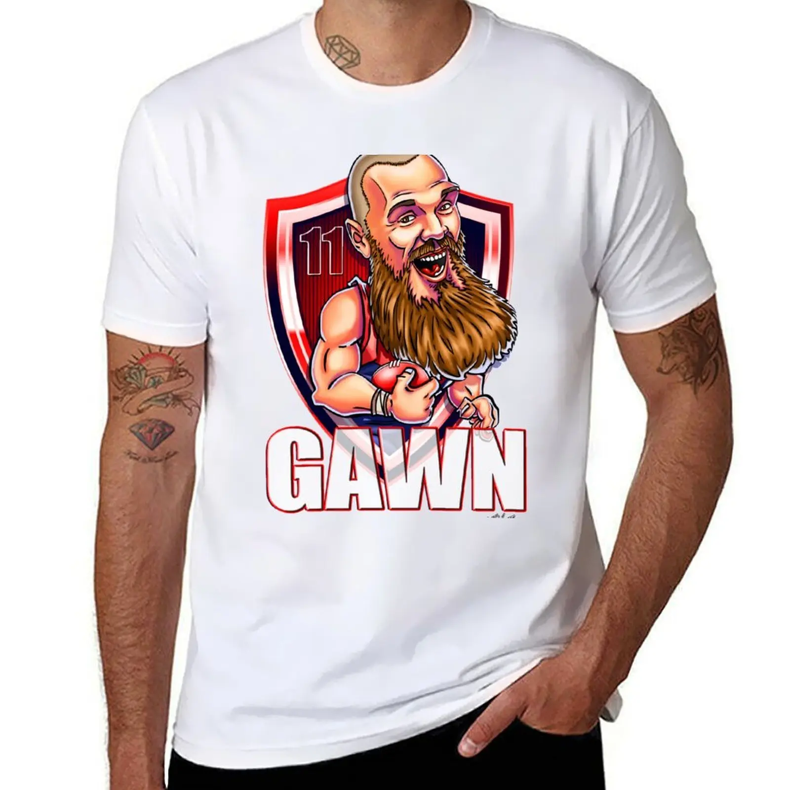 

Max Gawn cartoon - Melbourne Demons T-Shirt t shirts for man graphic vintage cotton t shirt pack T-Shirt