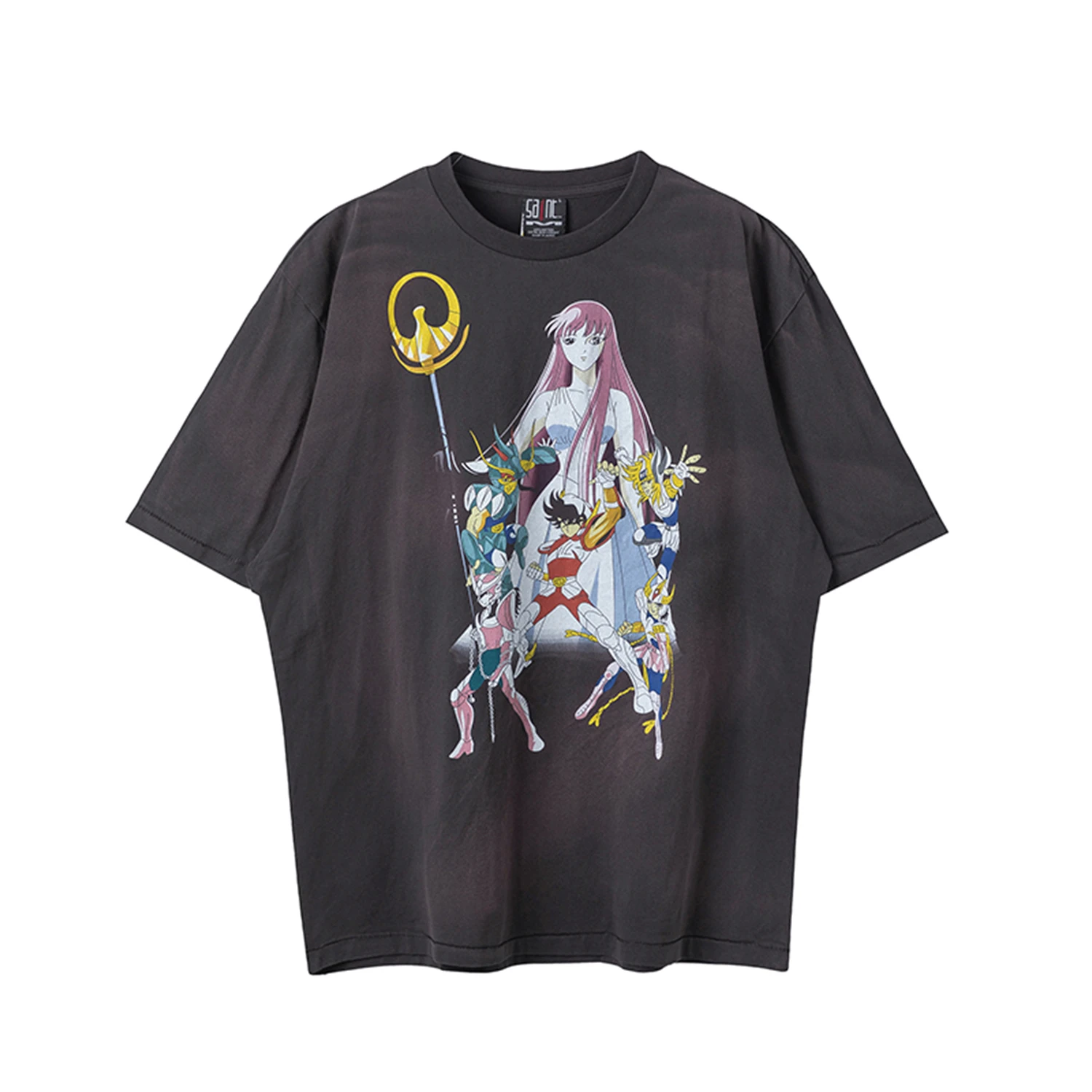 Vintage Japanese Street Retro Clothing Anime Printed Short Sleeved Casual Loose Oversized High-quality Pure Cotton T-shirt