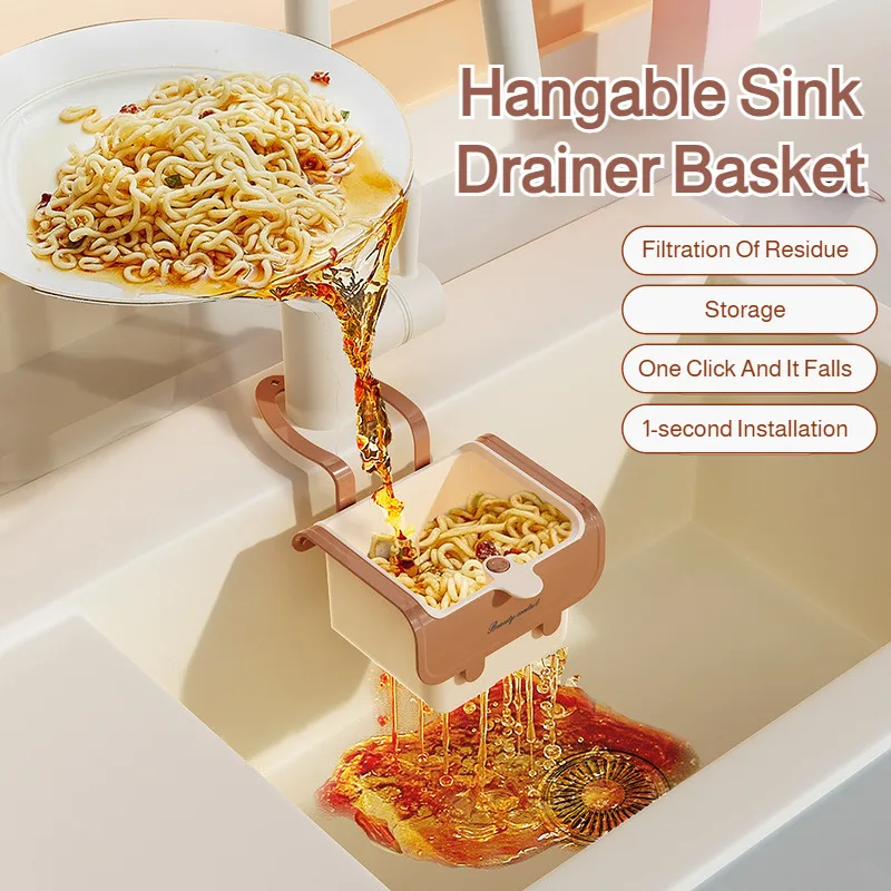 

Faucet Hanging Storage Bag, New Kitchen/Bathroom Multi-Functional Sink Drain Rack, Drainage Organizer Basket, Space-Saving