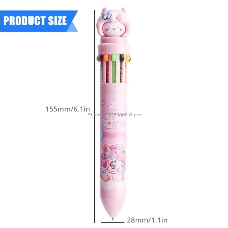 Multicoloured Pen 10/12 Colors Retractable Ballpoint Pen Cartoon Writing Pen