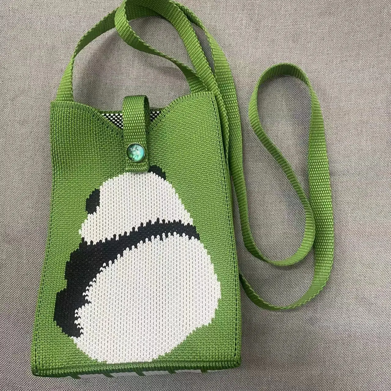 Ladies' Fashion New Panda Knitted Shoulder Bag Tote Bag Personalized Korean Edition Casl Texture Women's Mobile  Bag