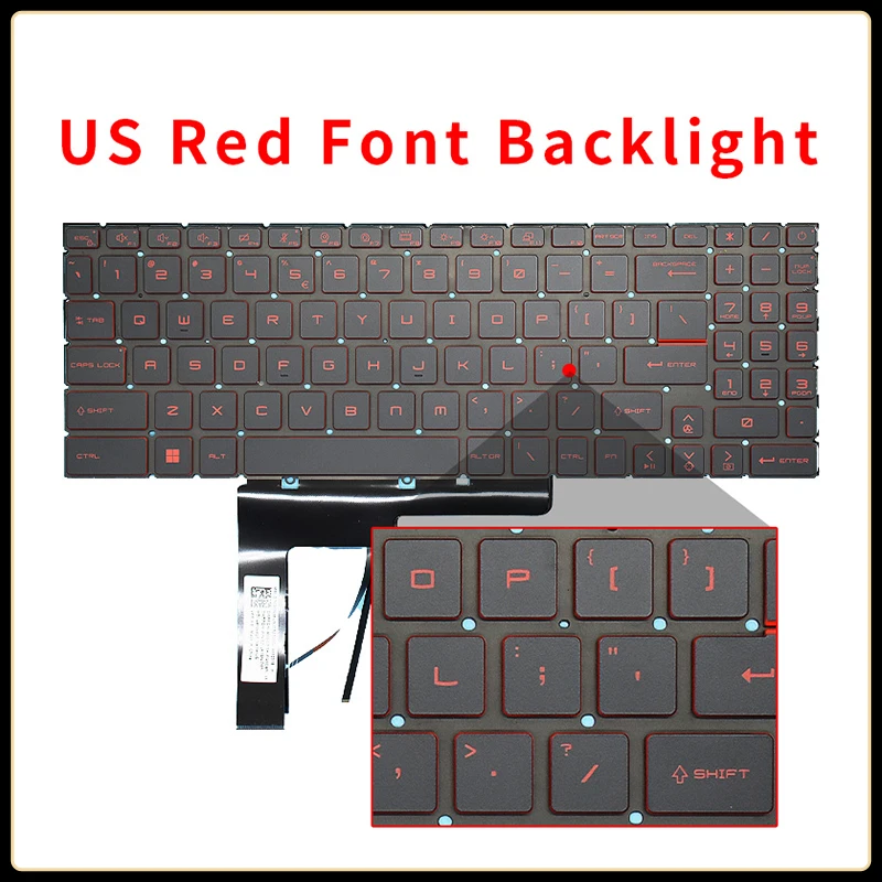 Imagem -04 - Teclado Portátil Retroiluminado para Substituição Eua ru Russo Rbg Msi Katana Gf66 Gf76 Pulso Gl66 Gl76 Ms1582 Ms-1581 1583 Ms-17l1 17h3