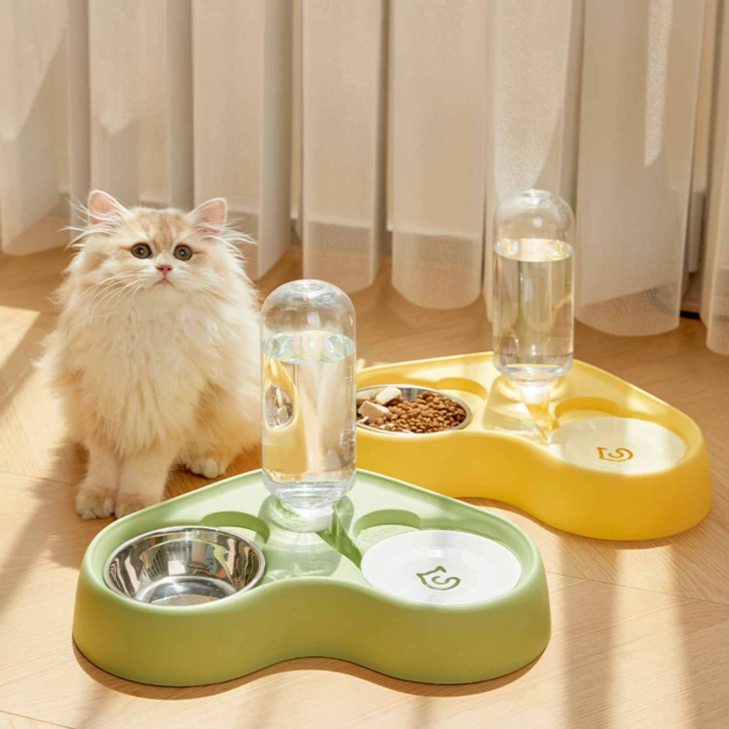 Pet Supplies Dog Feeders Cat Bowls Two-in-one Pet Feeding Bowl Automatic Water Dispenser for Small Dogs Cats Feeder Bowl