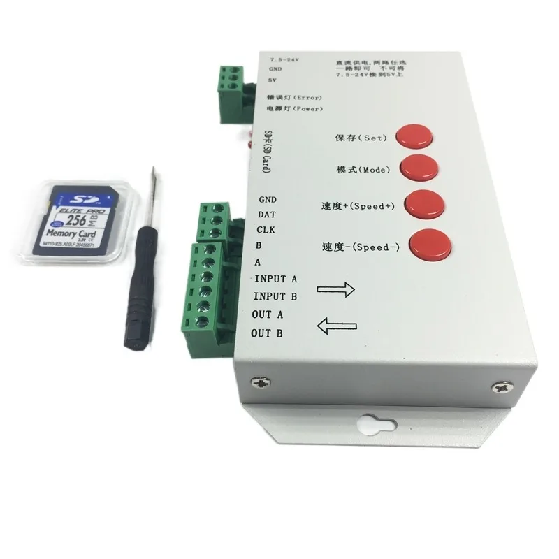 

T1000S SD Card WS2801 WS2811 WS2812B LPD6803 LED 2048 Pixels Controller DC5~24V T-1000S RGB Controller