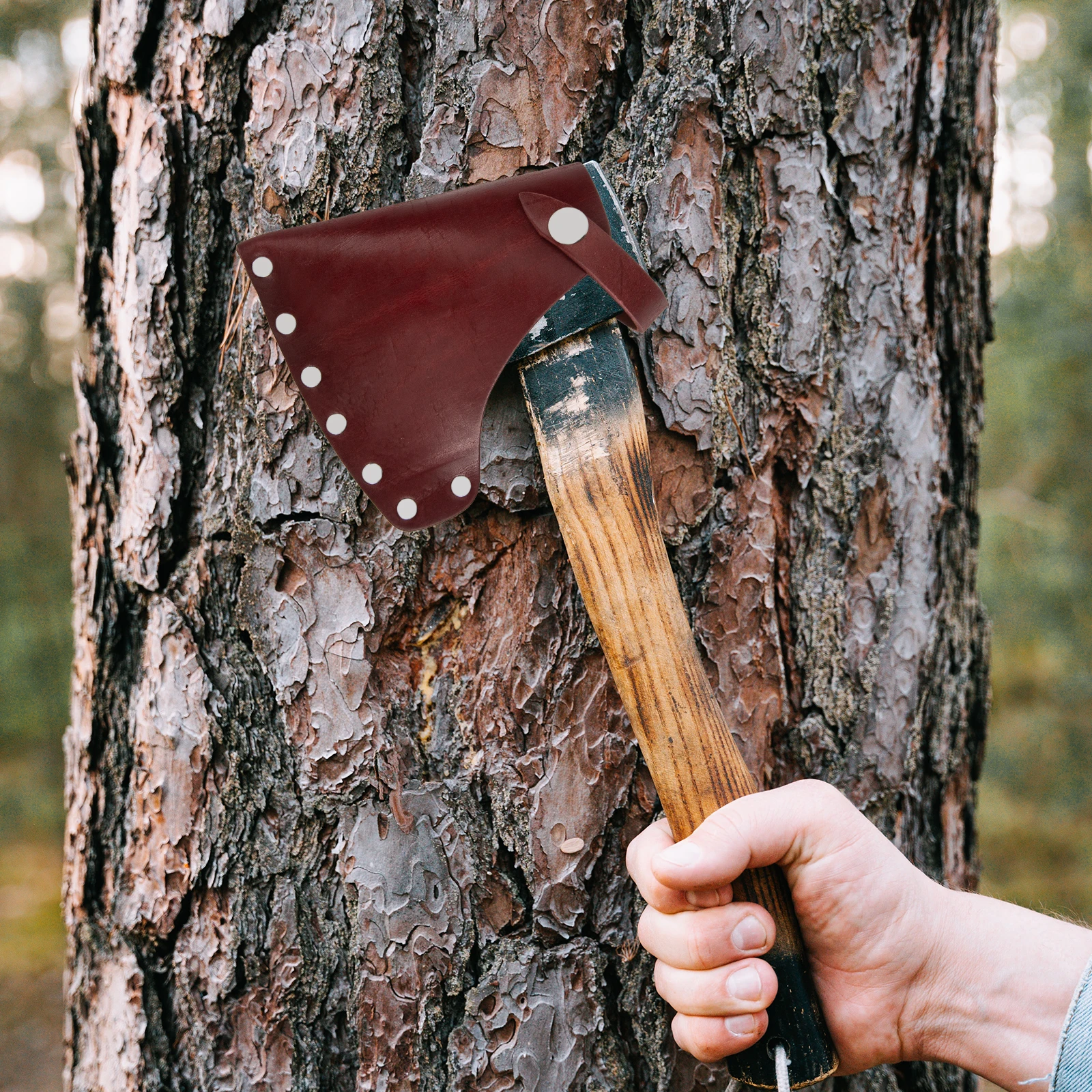 

Axe Protector Sheath Thicken Durable Cattlehide Cover Camping Hatchet Head Universal Portable Supply