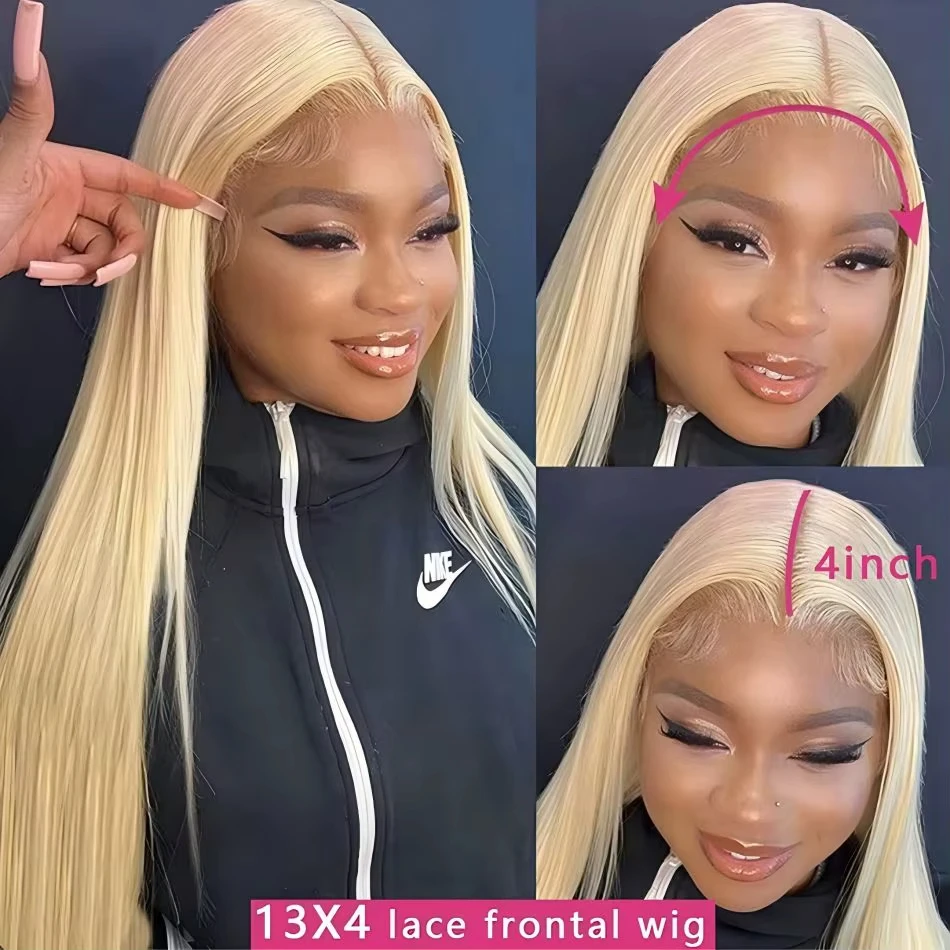 Wiggogo 30 Inches Lace Frontal Wigs Bone Straight Lace Front Wigs 13X4 13X6 Blonde 613 Lace Front Human Hair Wigs For Women image 3