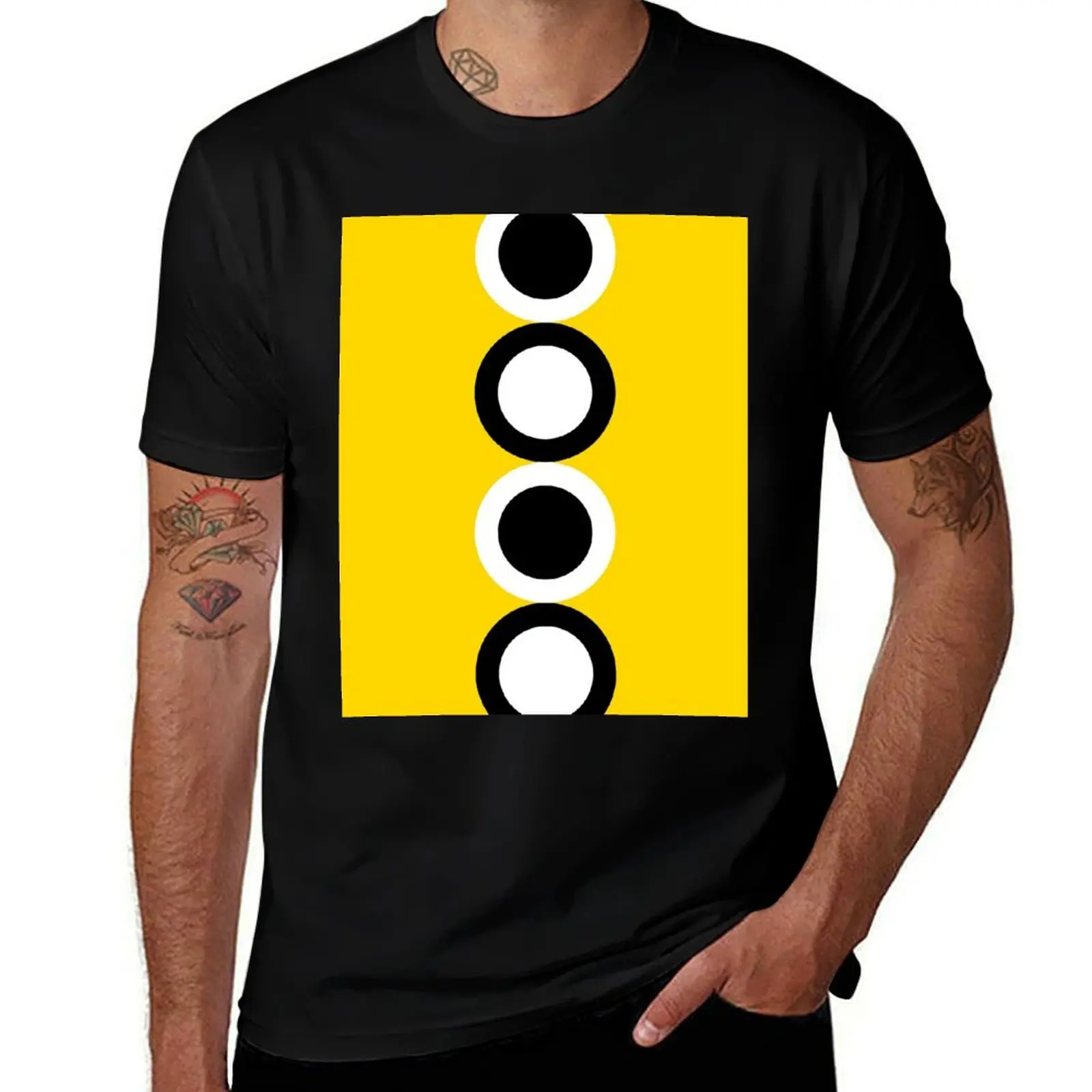 

60s Yellow Retro Mod Circle T-Shirt t shirts designer cotton t shirts man 100% man t shirts for men T-shirt