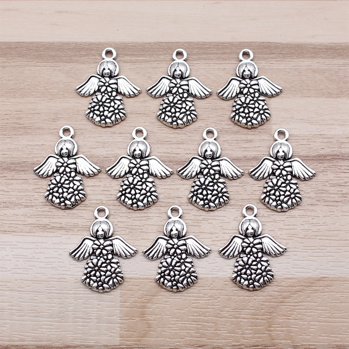 IFOCUS 10pcs/Lot Angel Charms For DIY Jewelry Making Zinc Alloy 17x21mm/0.67x0.83inch