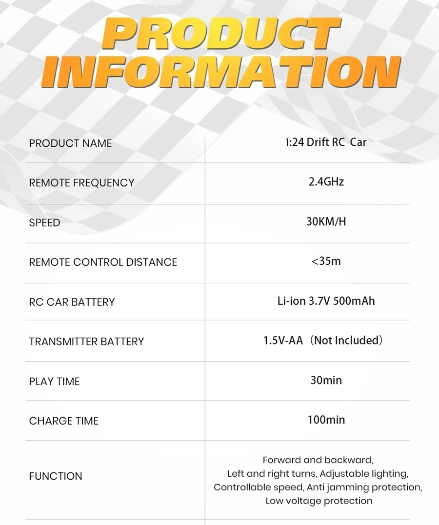 Oike 4WD Ferngesteuertes Drift-Auto 1:24 Mini Ferngesteuertes Rennauto Modell 2.4G Funk Hochgeschwindigkeit ​ ​ RC-Auto Jungen Spielzeug Geschenk – Detail 21