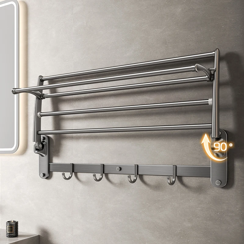 Gun gray towel rack toilet bathroom rack thickened 304 stainless steel towel rack bathroom hardware pendant