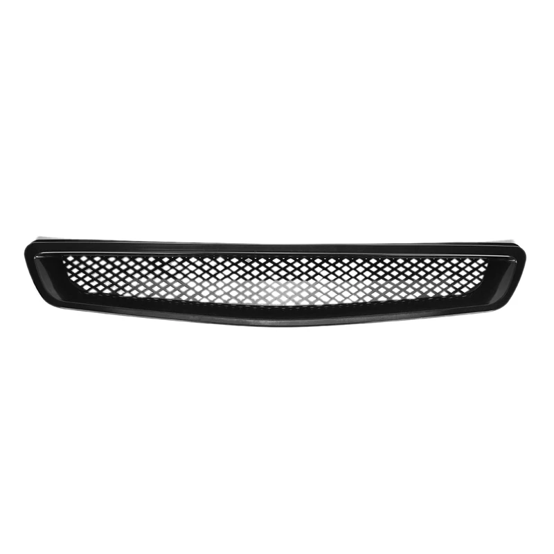 EK T-R Style Front Bumper Hood Mesh Grill Racing Grille for Honda Civic EK CX DX EX HX LX Type R 1999-2000 Glossy Black