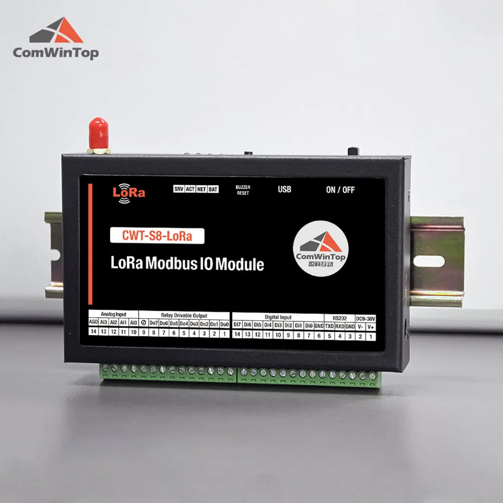 CWT-S8-LoRa LoRa Modbus IO 모듈 Modbus RTU, 무선 433M, 8Di + 8Do + 4Ai