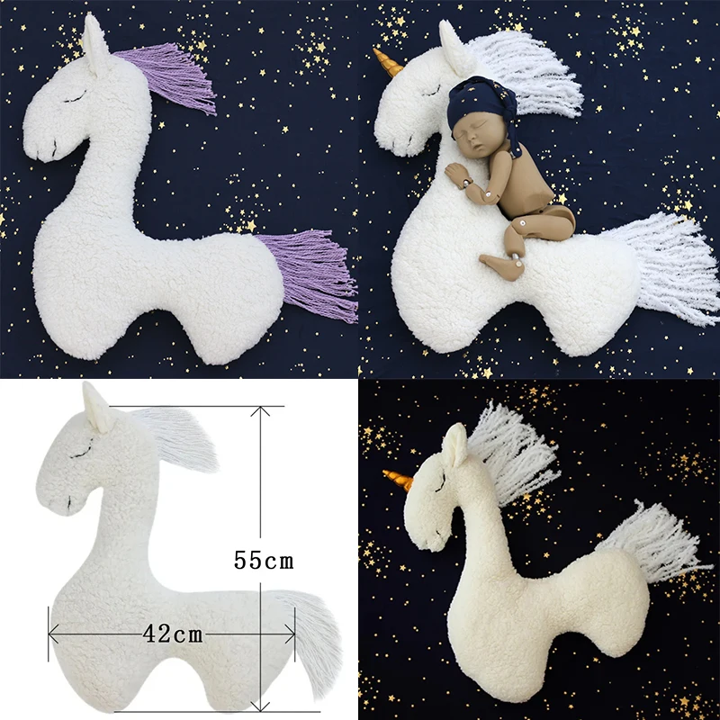 Baby Photography Props Lovely Soft Plush Unicorn Auxiliary Modeling Pillow Animal Horse Doll Cushion Newborn Photo Accesorios