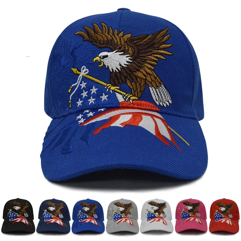 

2020 Patriotic American Eagle and American Flag Baseball Cap USA Bald Eagle 3D Embroidery Snapback Hats Men Cap Fast Logistics