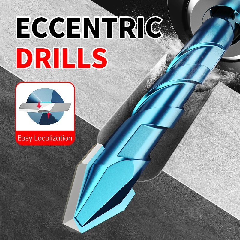 LIDIAO 1/3PCS Blue Tile Drill Bit Eccentric Drill Porcelain Drill Ceramic Glass Wood Drill Bit Power Tool Accessories6 8 10 12mm