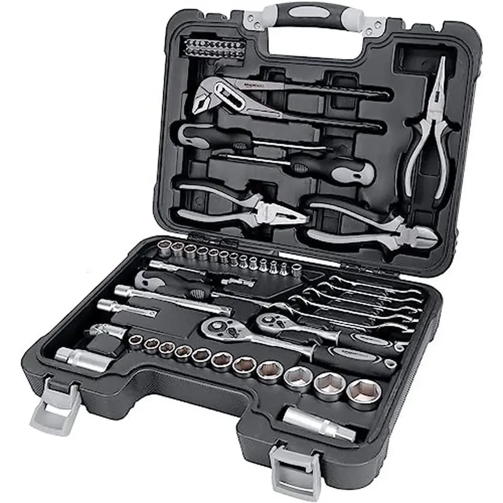 65-Piece DIY Home Repair Tool Set High Quality Steel Mechanic's Hand Tool Kit Black