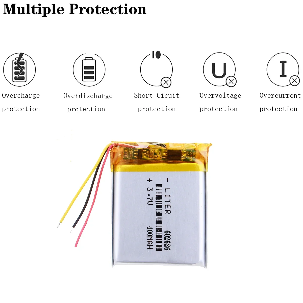 3 أسلاك 602626 3.7 فولت 400 مللي أمبير 602627 بوليمر ليثيوم أيون/بطارية ليثيوم أيون ل MP3 MP4 MP5 GPS ساعة ذكية بطارية