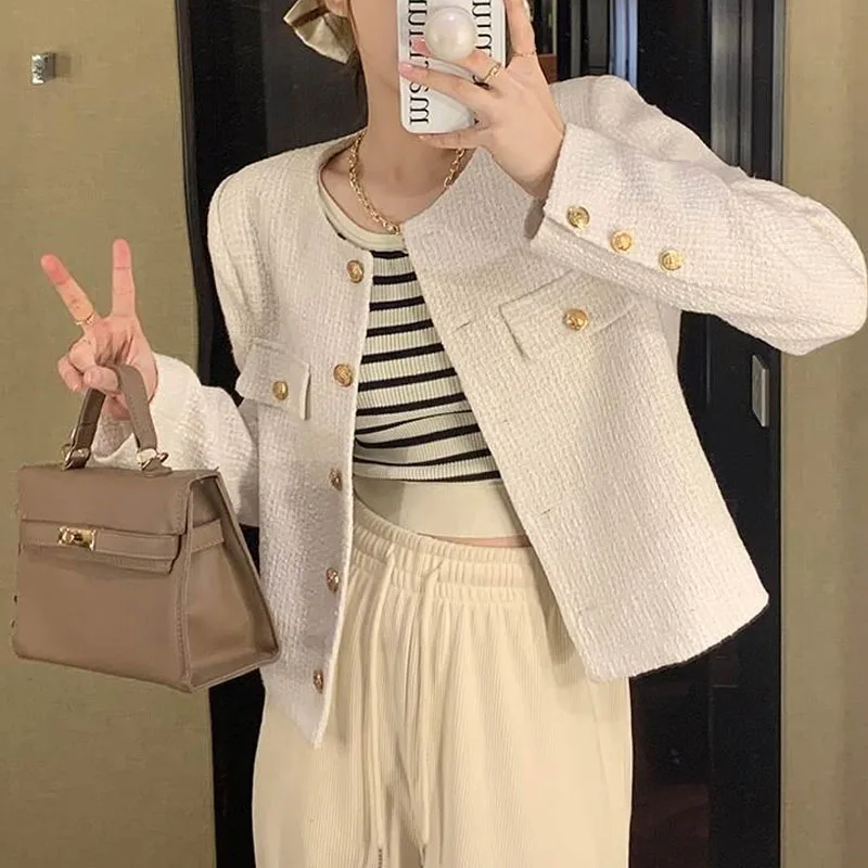 New Autumn Fashion Korean Edition Celebrity High End Small Fragrance Coat Versatile Western Style Age Reducing Women\'s Short Top