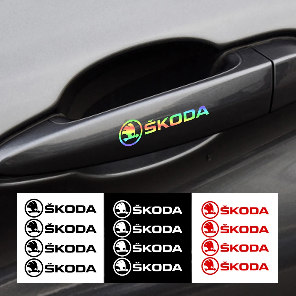 4 pçs emblema do carro adesivo exterior decalque decoração para skoda octavia rápida fabia superb kodiaq scala karoq kamiq vrs yeti s vii