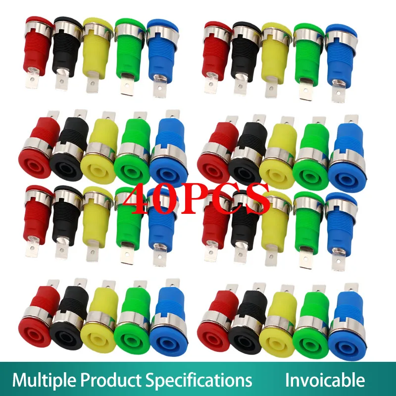 

40PCS 4mm Banana Socket 32A Insulated Female Jack 5 Colors Panel Mount Binding Post Wire Connector Arduino/Amplifier/Electrical