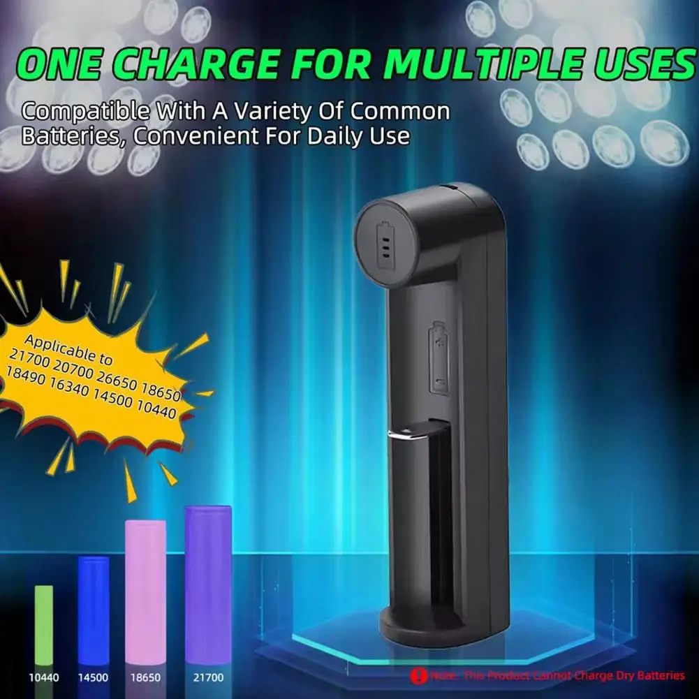 شاحن بطارية ليثيوم أيون بفتحة واحدة لبطاريات 21700 26650 18650 16340 شاحن USB 4.2 فولت J5Q7