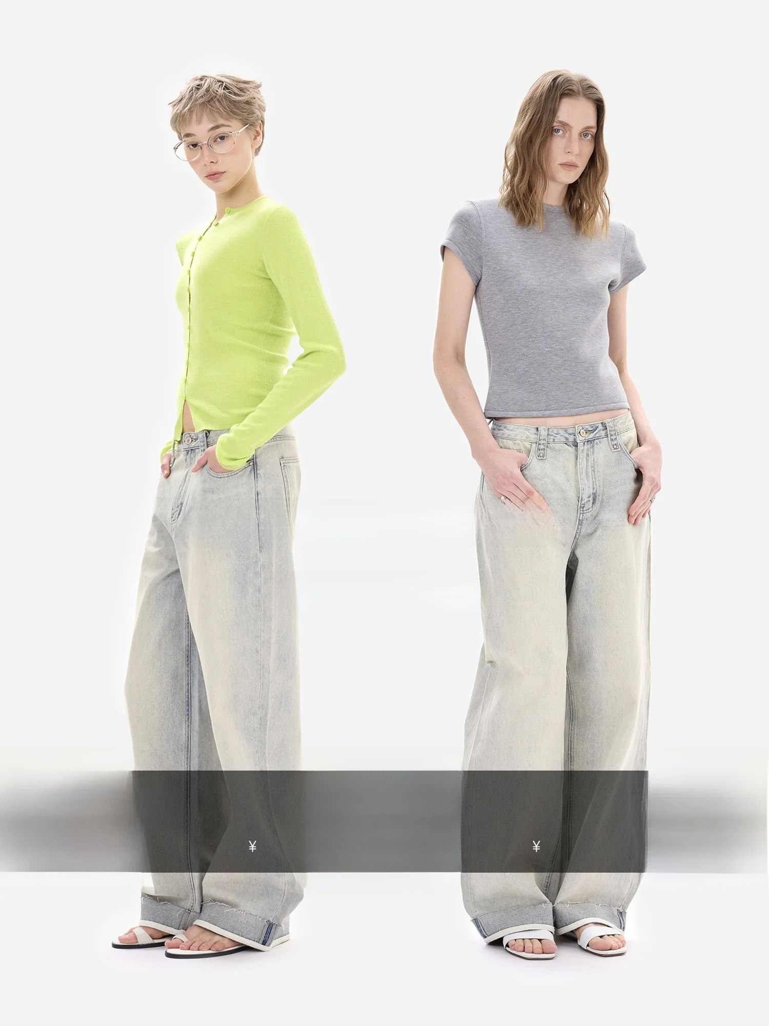 

eGuYue Vintage Waed High Waist Wide Leg Jeans Color Blo Design Cotton Denim Ladies Straight Cut Winter Spring