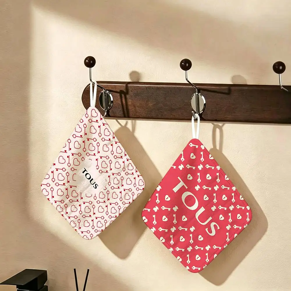 Lindo Toalla de Cocina Colgante con Diseño de Osito T-TOUSes, Tela de Poliéster y Algodón, Toalla Absorbente para Limpiar Manos, para el Hogar o Dormitorio