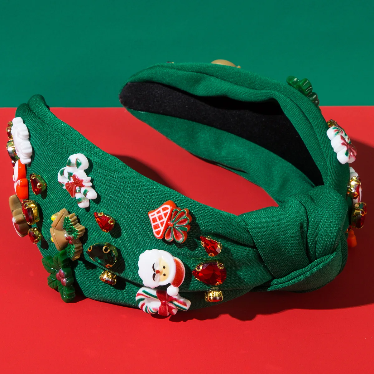 جديد عيد الميلاد النسيج معقود حجر الراين الراتنج عقال للنساء الثقيلة الحرفية حزب الشعر التبعي #6