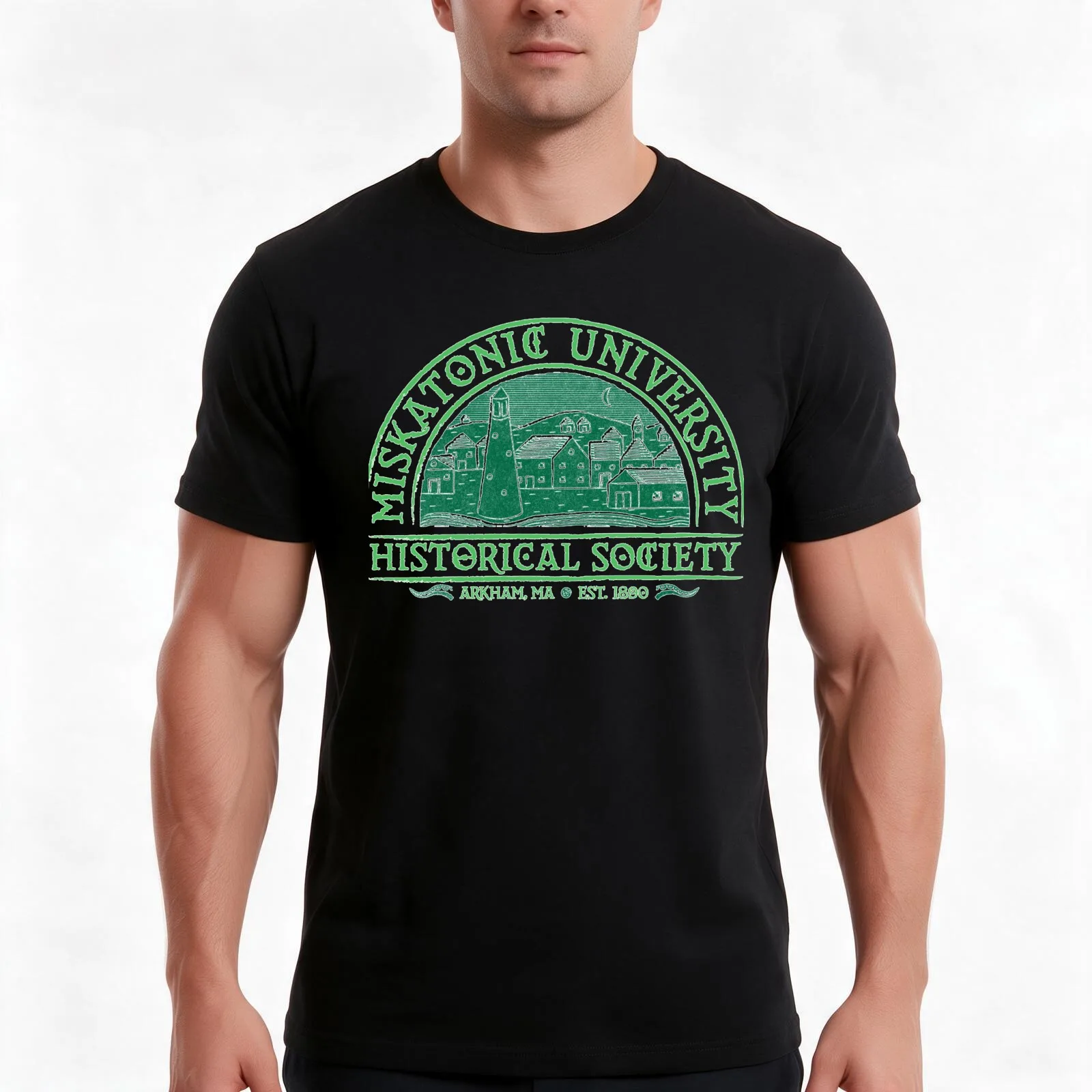 Miskatonic Historical Society T-Shirt, Summer Casual Cotton Tee, Oversized Streetwear Tops, Vintage Graphic Print, 100% Cotton