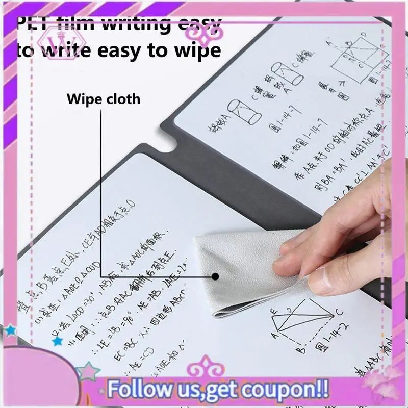 Quadro branco pequeno apagável A5 caderno de couro portátil rascunho livro escrita de couro