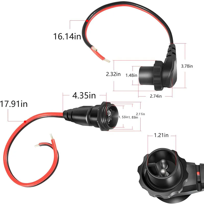 MKR-27 60 AMP Circuit Breaker 1865115 & MKR-28 Trolling Motor Plug and Receptacle 1865120, for Minn Kota Motors 12/24/36V/48V