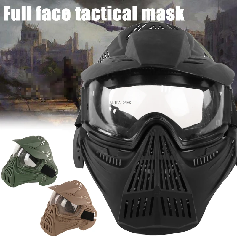 

Тактическая полнолицевая маска со съемными очками, дышащая маска для страйкбола, пейнтбола, стрельбы, охоты, защитная маска для лица