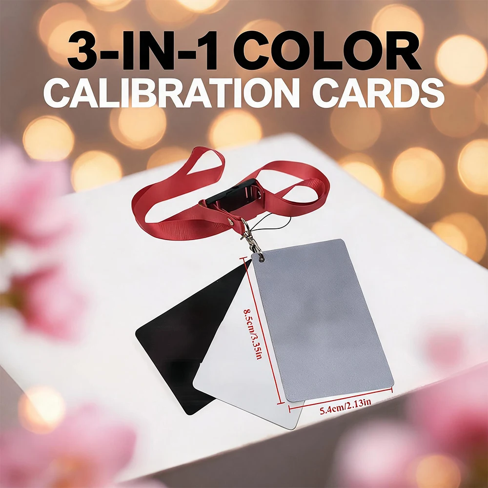 Portable 3-in-1 Gray White Black Card Kit Calibration Color Correction Reference Card for Digital SLR Camera Shooting