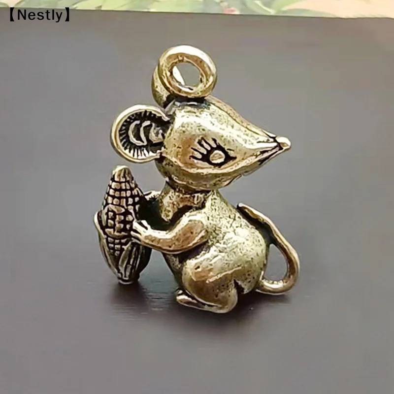 Vintage Brass Rat Pendant Zodiac Key Chain Pendant Animal Backpack Pendant〔Nest〕