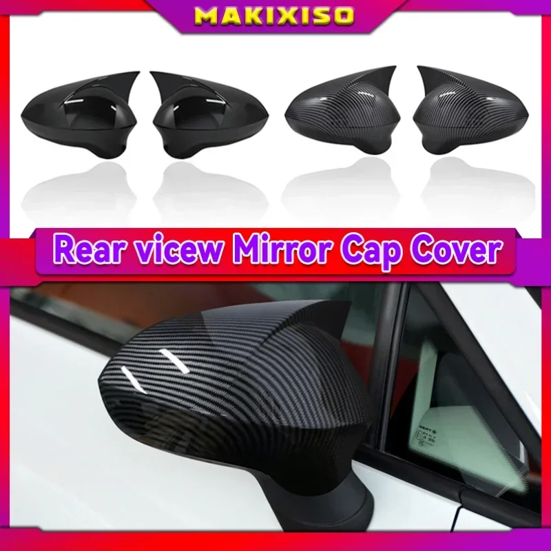 For Seat Leon MK2 2009-2012 2 Pieces High Quality ABS Plastic Bat Style Mirror Covers Caps RearView Case Cover Piano Black