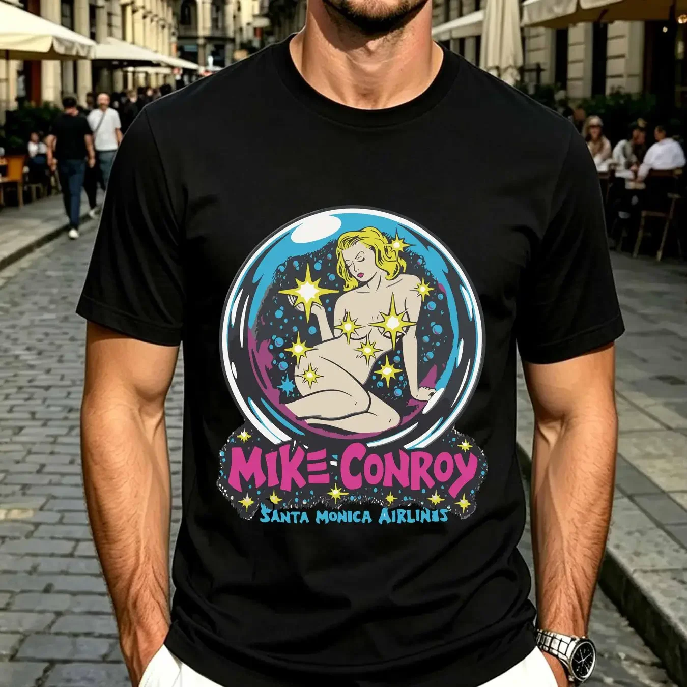 washed T Shirt Mike Conroy Santa Monica Airlines Vintage Retro Skateboarding Design vintage Washed Slightly Unisex homme