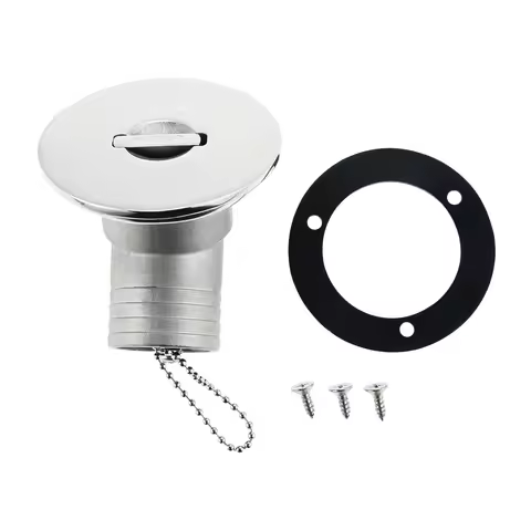 38mm Marine 316 Stainless Steel Boats Deck Fill Filler Tank Cap Angled Neck 45 Degree Fuel/Diesel/Water for Yacht Truck Tractors