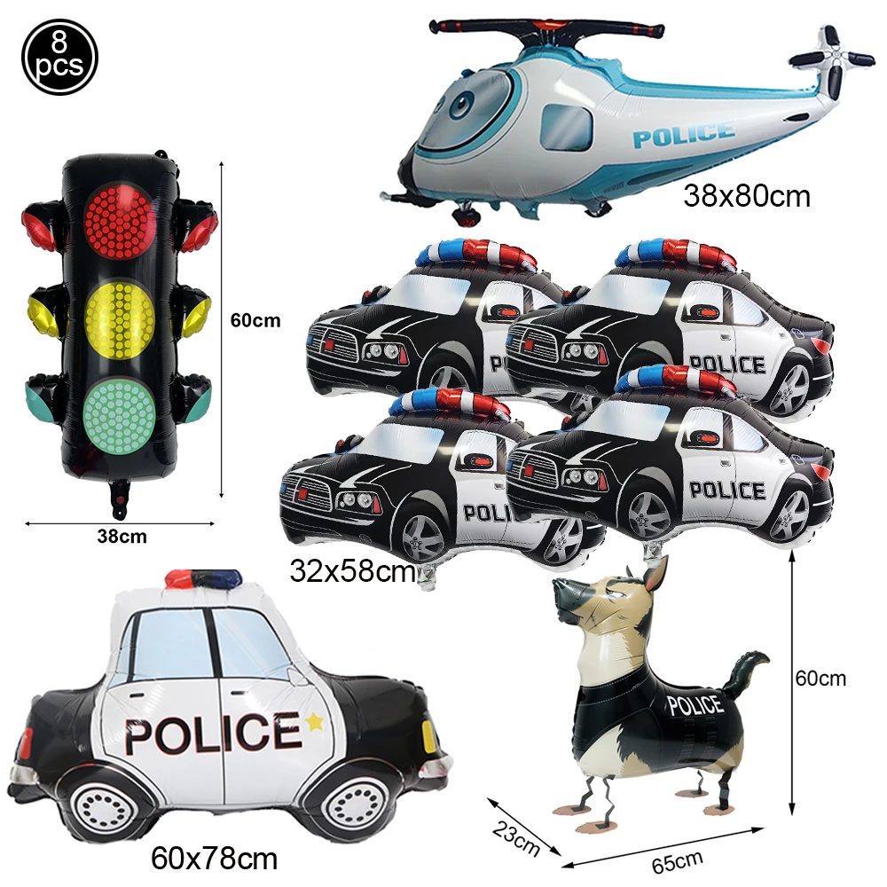 Polizeiauto-Partyballons, Dekoration für Zahlen 0-9, Stern- und Polizeiauto-Thema, Geburtstagsparty, Festival-Dekorationszubehör ﻿ – Detail 3