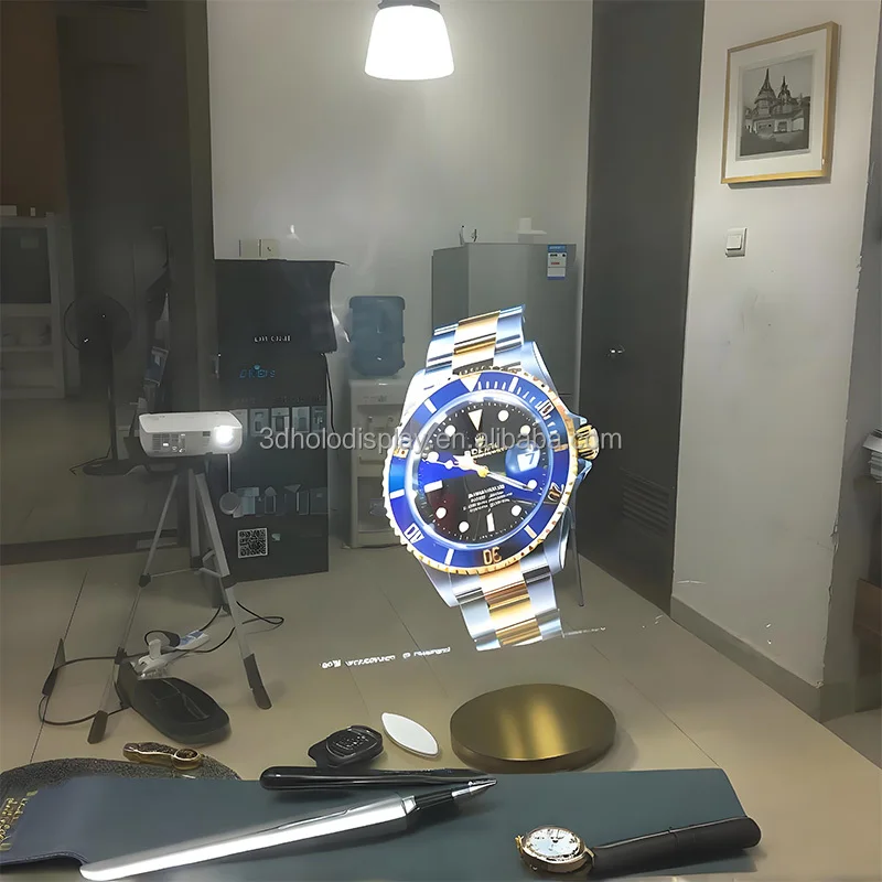 Holographic 3D Projection Film / Transparent Rear-Projection Film Glass (16:9)-Portable for Cultural Artifacts Corporate Imagery