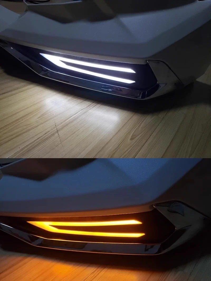 Car Front Lip with Daytime Running Light Rear Lip for Toyota RAV4 2020 Modified New Style Unpainted Spoiler Body Kit Accessories