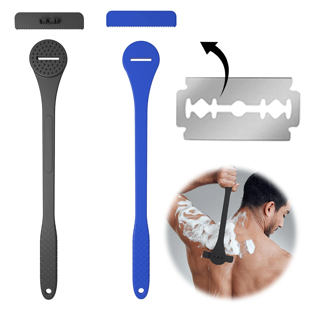 2 In 1 Men Back Shaver Long Handle Shaving Knife Anti-Slip Manual Shaving Razor for Wet Dry Shaving