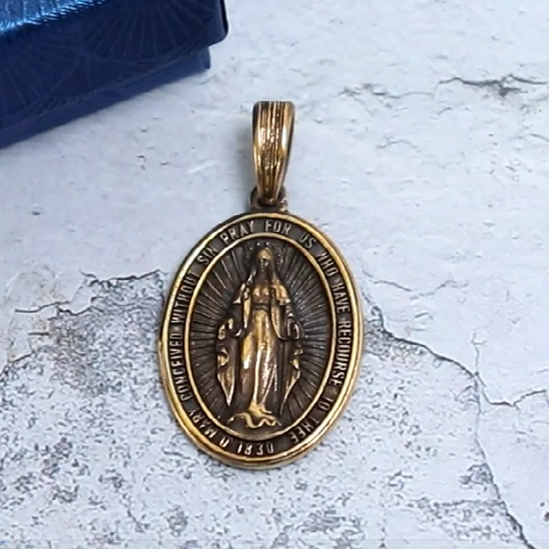 Imagem -06 - Medalha Católica Personalizada da Prata 925 Esterlina Arte do Virgin Mary Pendente Religioso do Ouro 10g